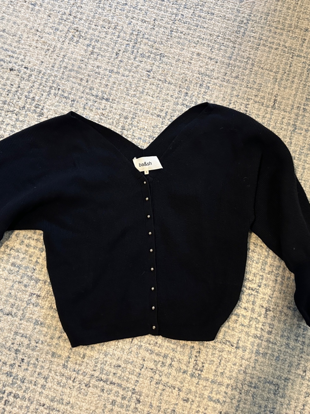 ba&sh Black V-Neck Button-Front Cardigan